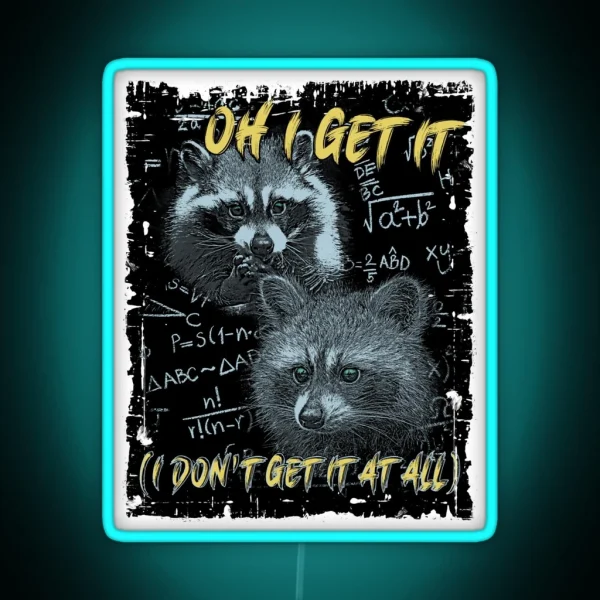 Oh I Get It Funny Raccoon Meme RGB Neon Sign