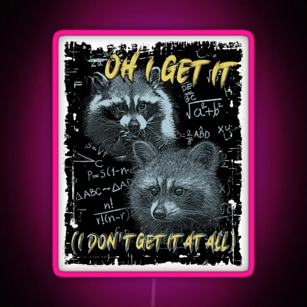 Oh I Get It Funny Raccoon Meme RGB Neon Sign