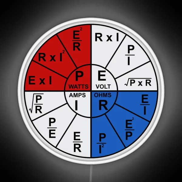 Ohms Wheel Electrician Math Formulas Ohms Law Funny Hardhat RGB Neon Sign