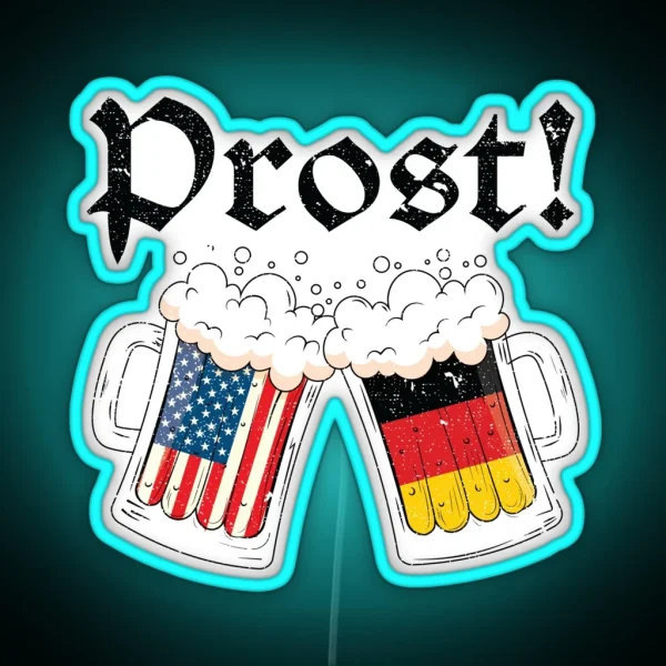 Oktoberfest 2022 American German Flag Beer Prost RGB Neon Sign