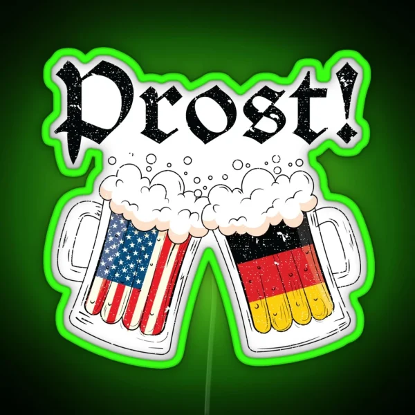 Oktoberfest 2022 American German Flag Beer Prost RGB Neon Sign