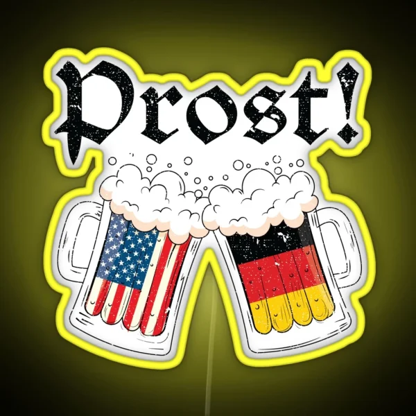 Oktoberfest 2022 American German Flag Beer Prost RGB Neon Sign