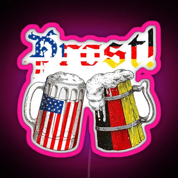 Oktoberfest American German Flag Beer Prost German Beer RGB Neon Sign