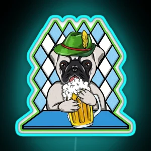 Oktoberfest Beer Drinking Pug Dog Pugtoberfest RGB Neon Sign