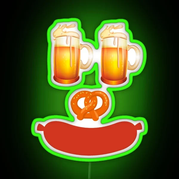 Oktoberfest Costume Beer Face Funny Halloween RGB Neon Sign