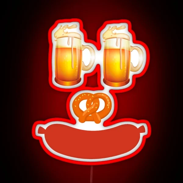 Oktoberfest Costume Beer Face Funny Halloween RGB Neon Sign