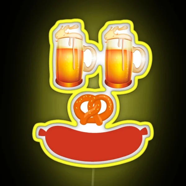 Oktoberfest Costume Beer Face Funny Halloween RGB Neon Sign