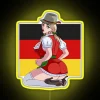 Vibrant RGB LED Oktoberfest decoration featuring cute beer girl in dirndl.