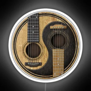 Old And Worn Acoustic Guitars Yin Yang RGB Neon Sign