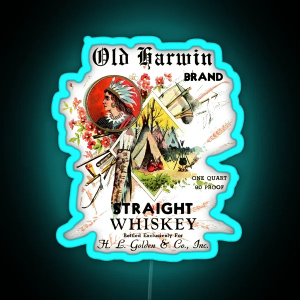 Old Harwin Brand Straight Whiskey RGB Neon Sign