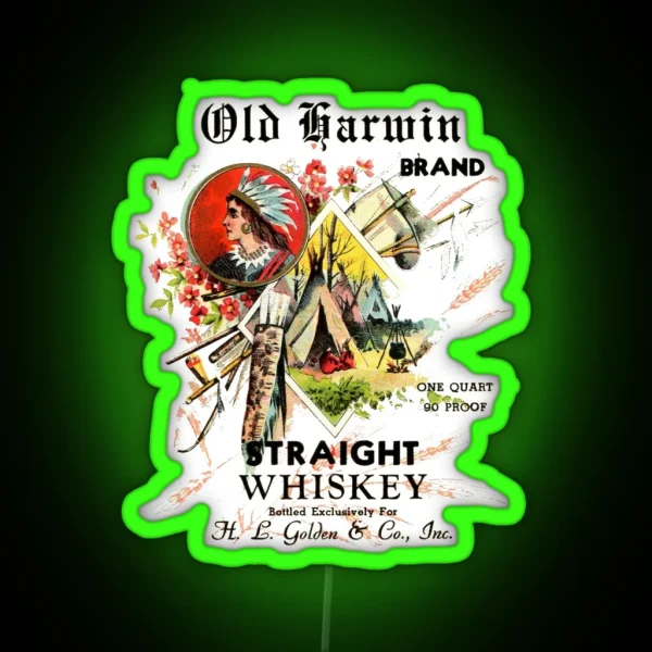 Old Harwin Brand Straight Whiskey RGB Neon Sign