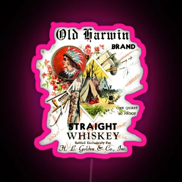 Old Harwin Brand Straight Whiskey RGB Neon Sign