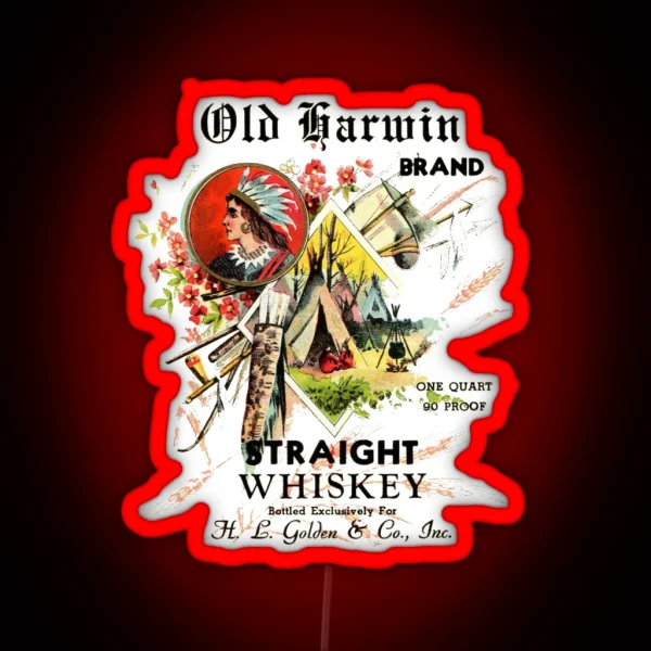 Old Harwin Brand Straight Whiskey RGB Neon Sign