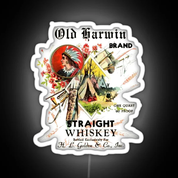 Old Harwin Brand Straight Whiskey RGB Neon Sign