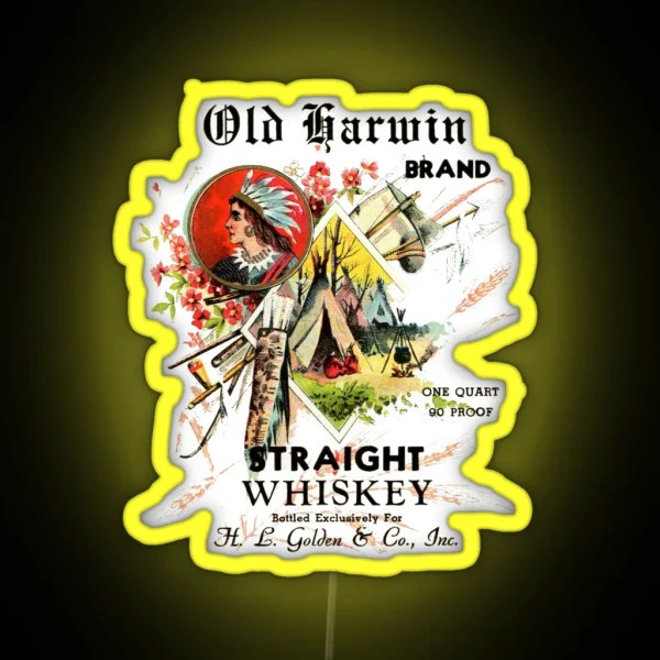 Old Harwin Brand Straight Whiskey RGB Neon Sign