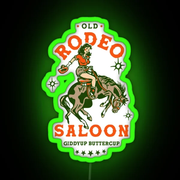 Old Rodeo Saloon Giddyup Buttercup Vintage RGB Neon Sign