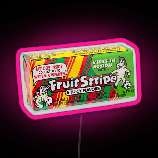 Old School Retro Fruit Stripe Gum Led Aesthetic 90s Early 2000s RGB Neon Sign