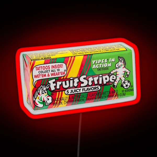 Old School Retro Fruit Stripe Gum Led Aesthetic 90s Early 2000s RGB Neon Sign