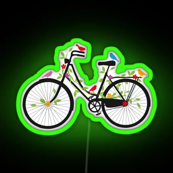 Old Vintage Bicycle With Flowers And Birds RGB Neon Sign