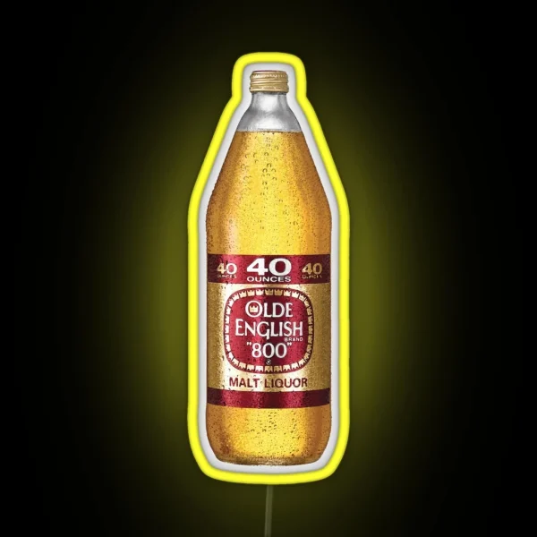 Olde E 40 Ounce Beer Bottle Brush RGB Neon Sign