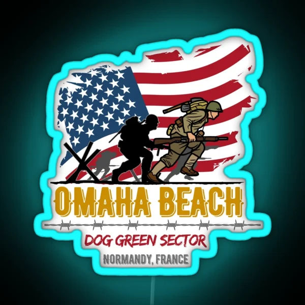 Omaha Beach Dog Green Sector RGB Neon Sign