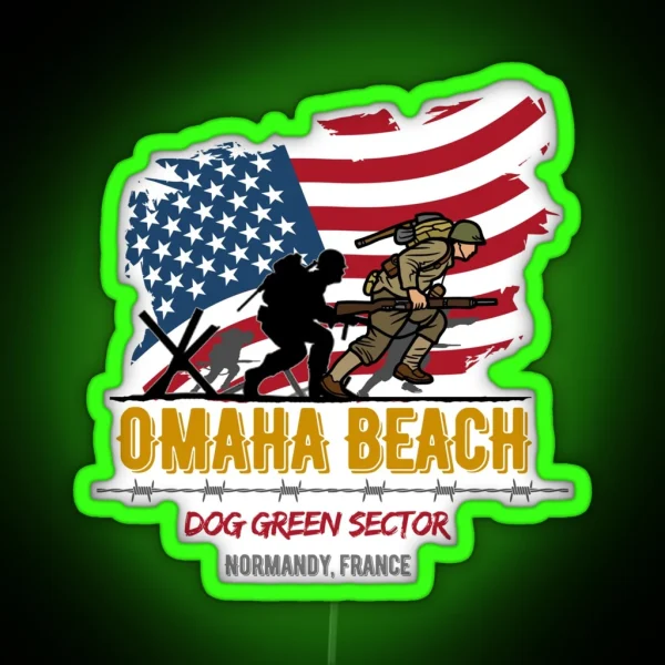 Omaha Beach Dog Green Sector RGB Neon Sign