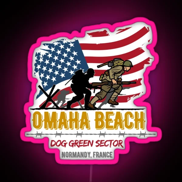 Omaha Beach Dog Green Sector RGB Neon Sign