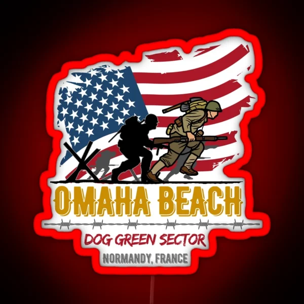 Omaha Beach Dog Green Sector RGB Neon Sign