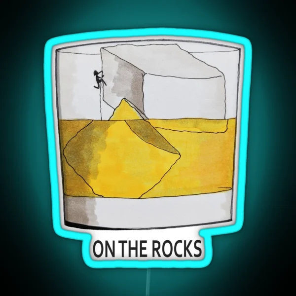 On The Rocks Whisky And Climbing RGB Neon Sign