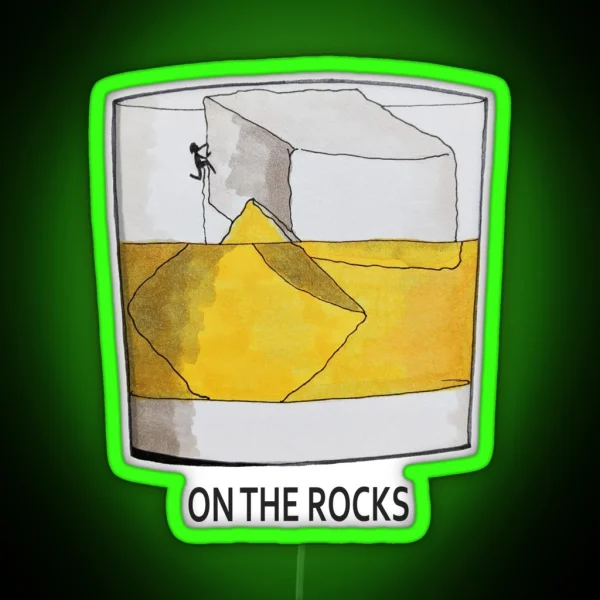 On The Rocks Whisky And Climbing RGB Neon Sign