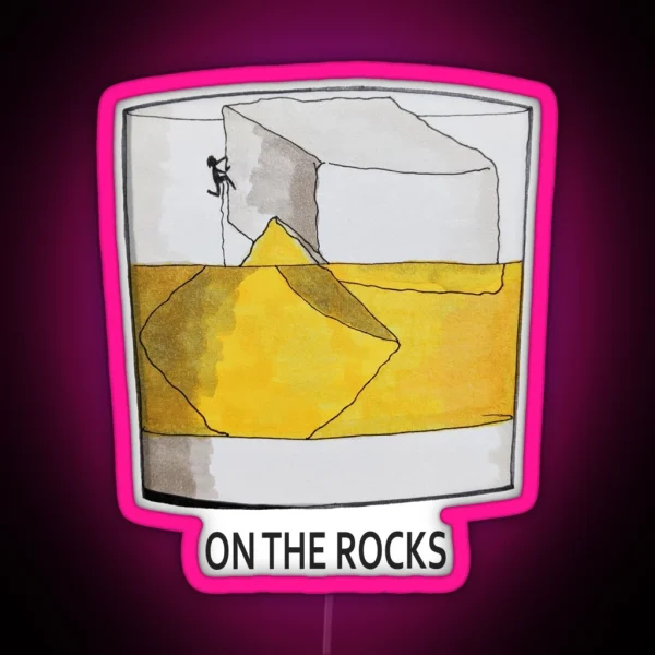 On The Rocks Whisky And Climbing RGB Neon Sign