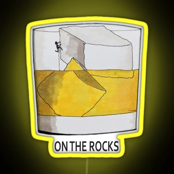 On The Rocks Whisky And Climbing RGB Neon Sign