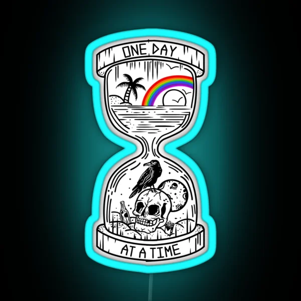 One Day At A Time AA NA Recovery Hourglass RGB Neon Sign