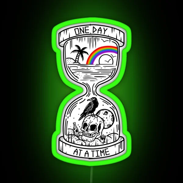 One Day At A Time AA NA Recovery Hourglass RGB Neon Sign