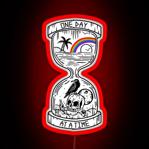 One Day At A Time AA NA Recovery Hourglass RGB Neon Sign