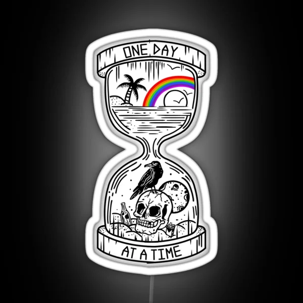 One Day At A Time AA NA Recovery Hourglass RGB Neon Sign