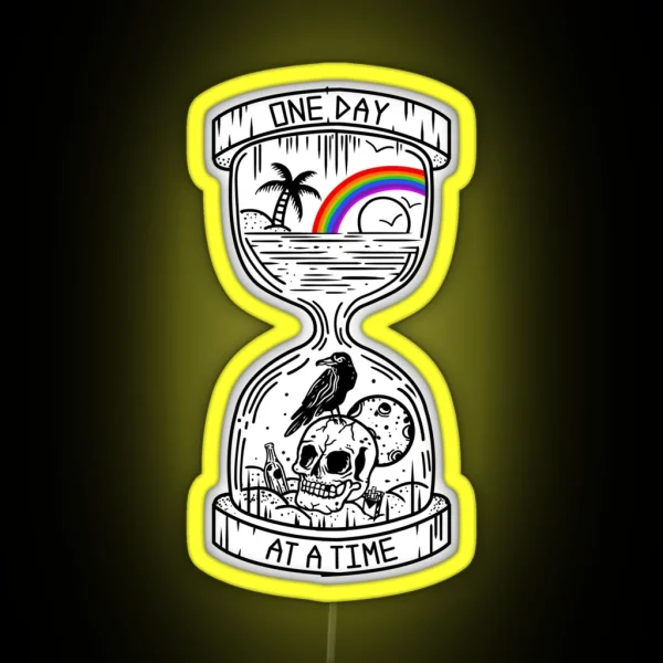One Day At A Time AA NA Recovery Hourglass RGB Neon Sign