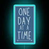 Recovery through simplicity and humility in vibrant, colorful neon lights.