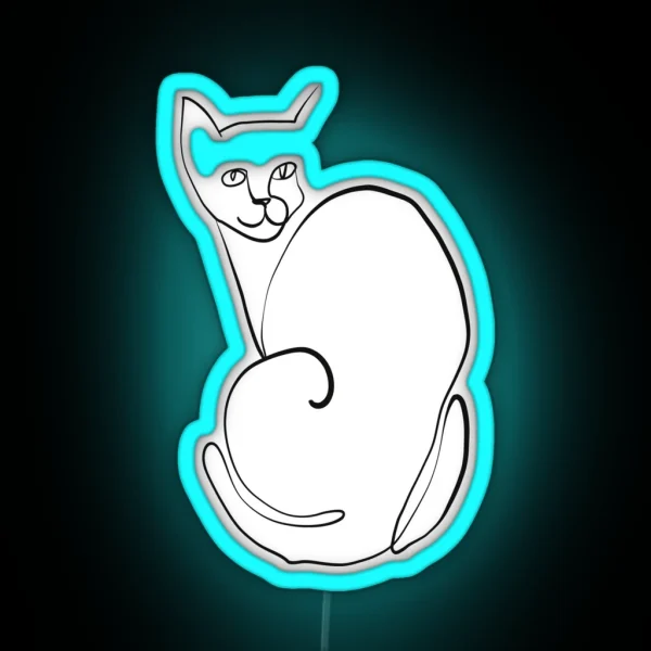 One Line Cat RGB Neon Sign