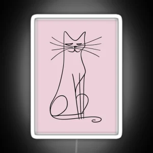 One Line Smiling Cat Art RGB Neon Sign