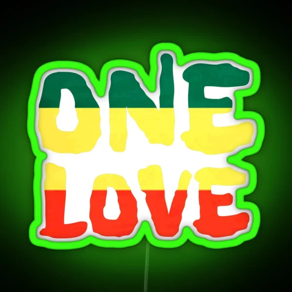 One Love Reggae Rasta Peace Weed Stoner RGB Neon Sign