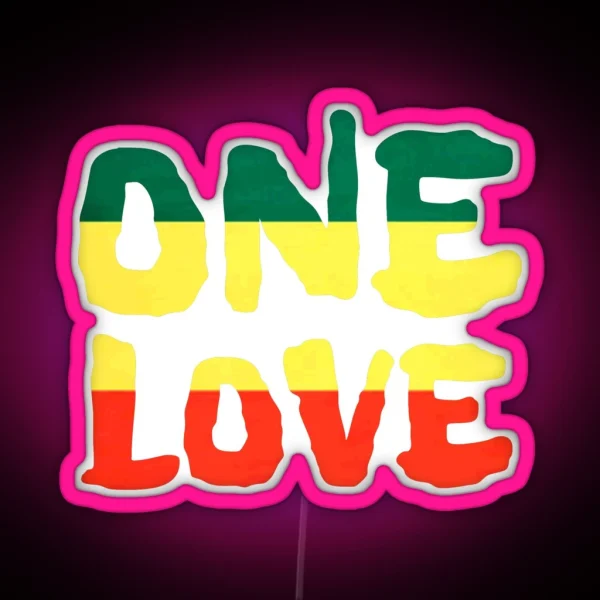 One Love Reggae Rasta Peace Weed Stoner RGB Neon Sign