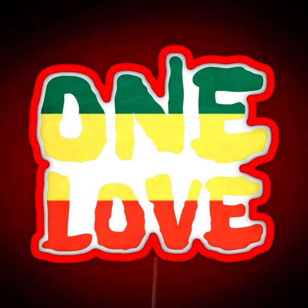One Love Reggae Rasta Peace Weed Stoner RGB Neon Sign