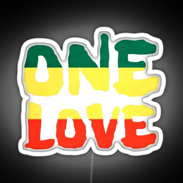 One Love Reggae Rasta Peace Weed Stoner RGB Neon Sign