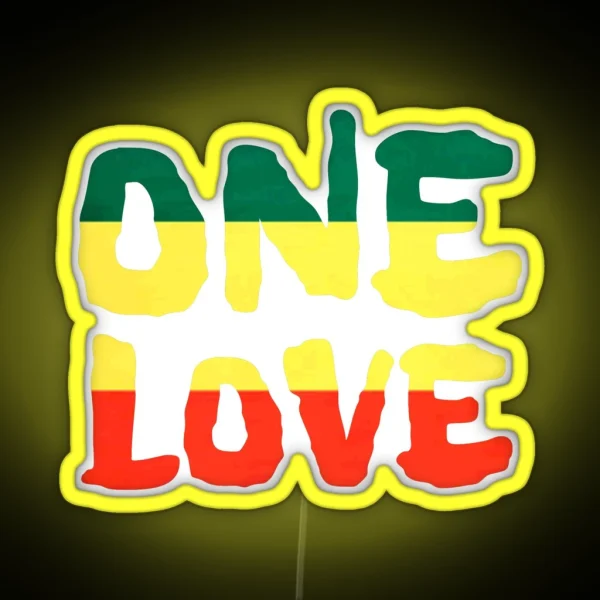 One Love Reggae Rasta Peace Weed Stoner RGB Neon Sign