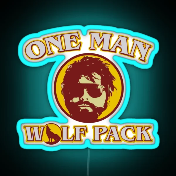 One Man Wolf Pack V2 RGB Neon Sign