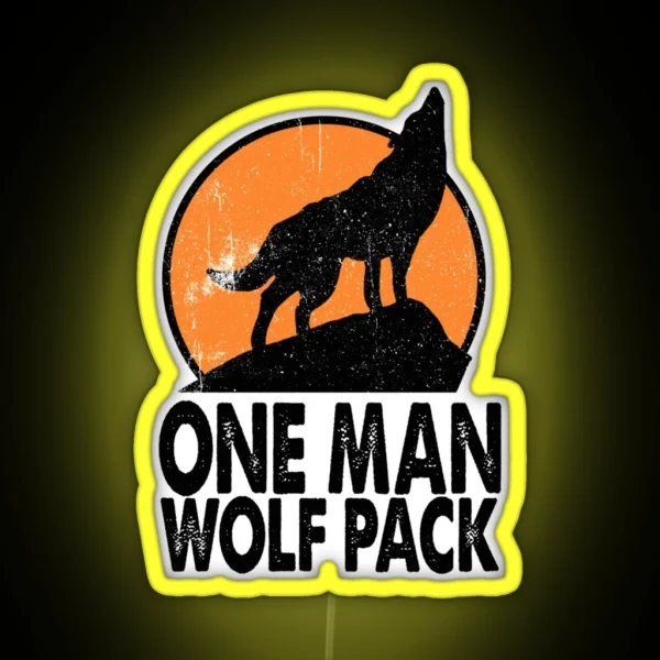 One Man Wolf Pack Vintage RGB Neon Sign