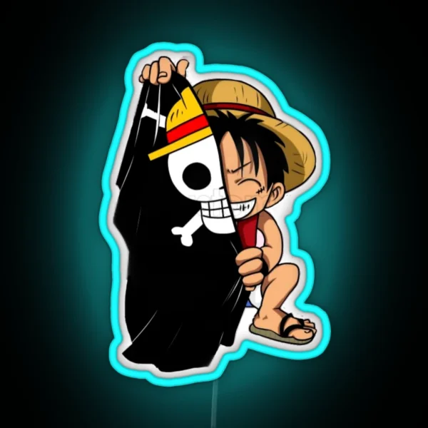 One Piece Monkey D Luffy With The Flag RGB Neon Sign