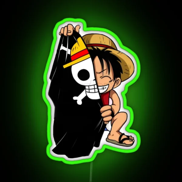 One Piece Monkey D Luffy With The Flag RGB Neon Sign