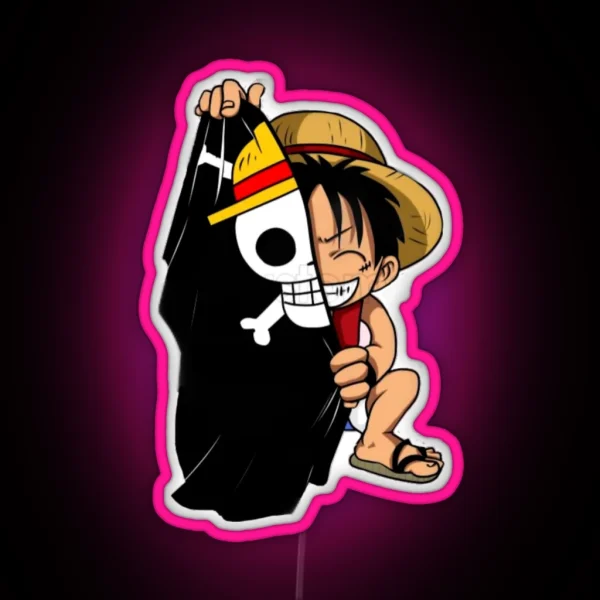 One Piece Monkey D Luffy With The Flag RGB Neon Sign